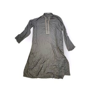 Junaid Jamshed Mens Kurta Black Regular Fit Embroidered‎ Size M